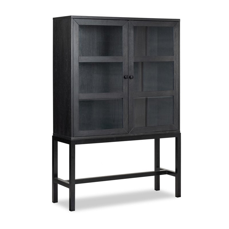 Ezra China Cabinet - Rich Black Finish with Glass Doors