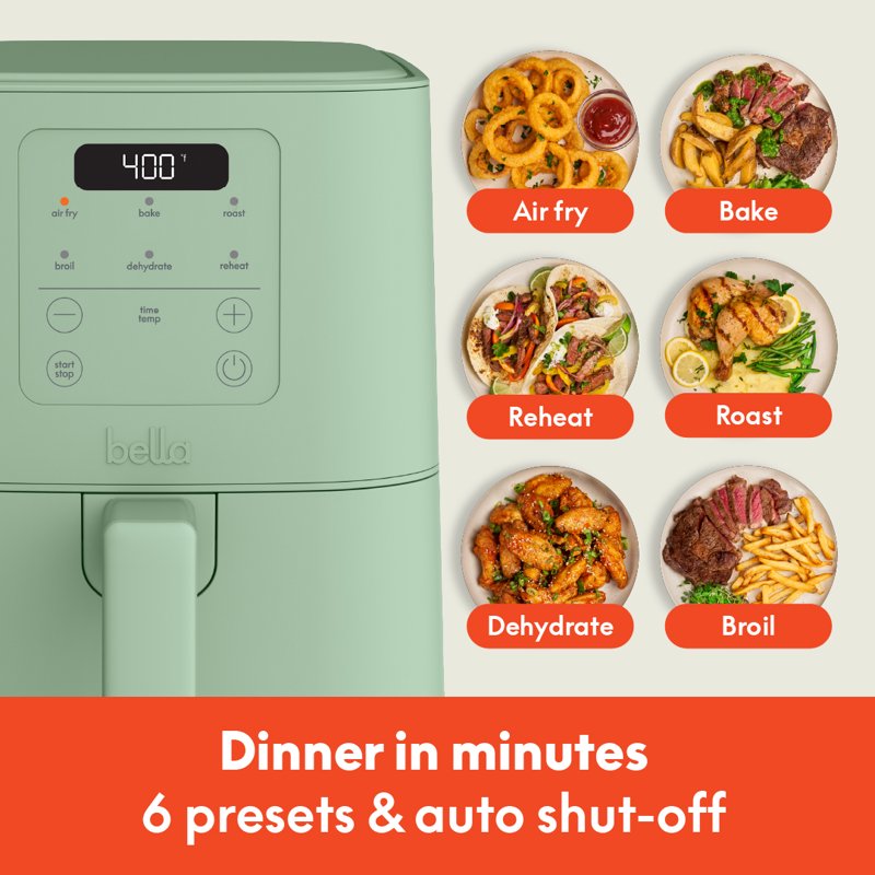 4 Qt Slim Digital Air Fryer with EverGood Ceramic Coating - Seaglass