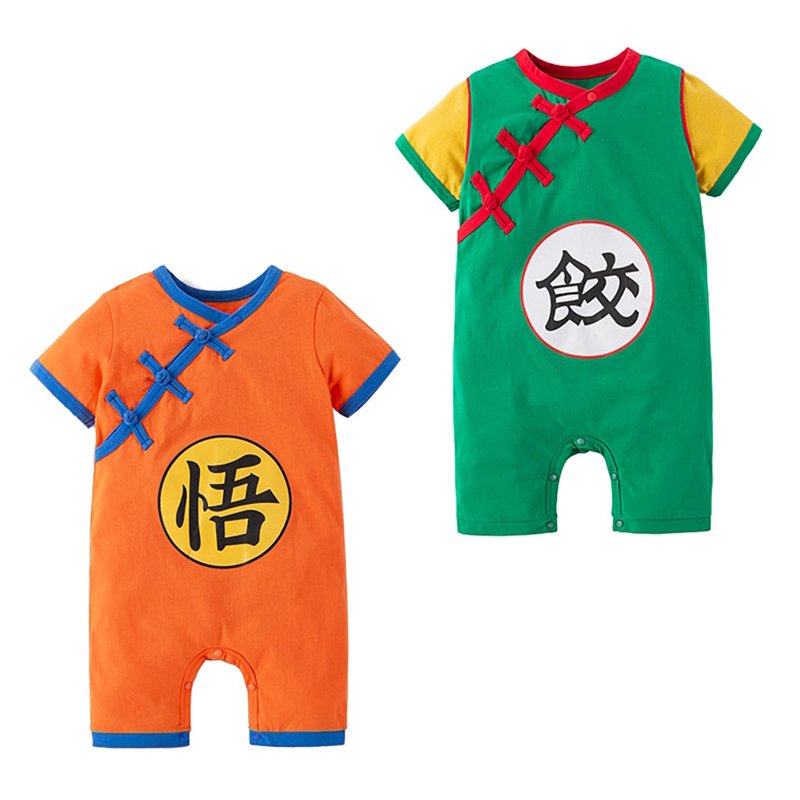 Baby Toddler Boys Anime Cartoon Short Sleeve Cotton Romper - Dumpling Green 6 Months