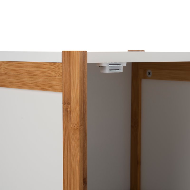Floor Cabinet with 2 Shelves - White Bamboo Floor Storage - Variation of Floor Cabinet