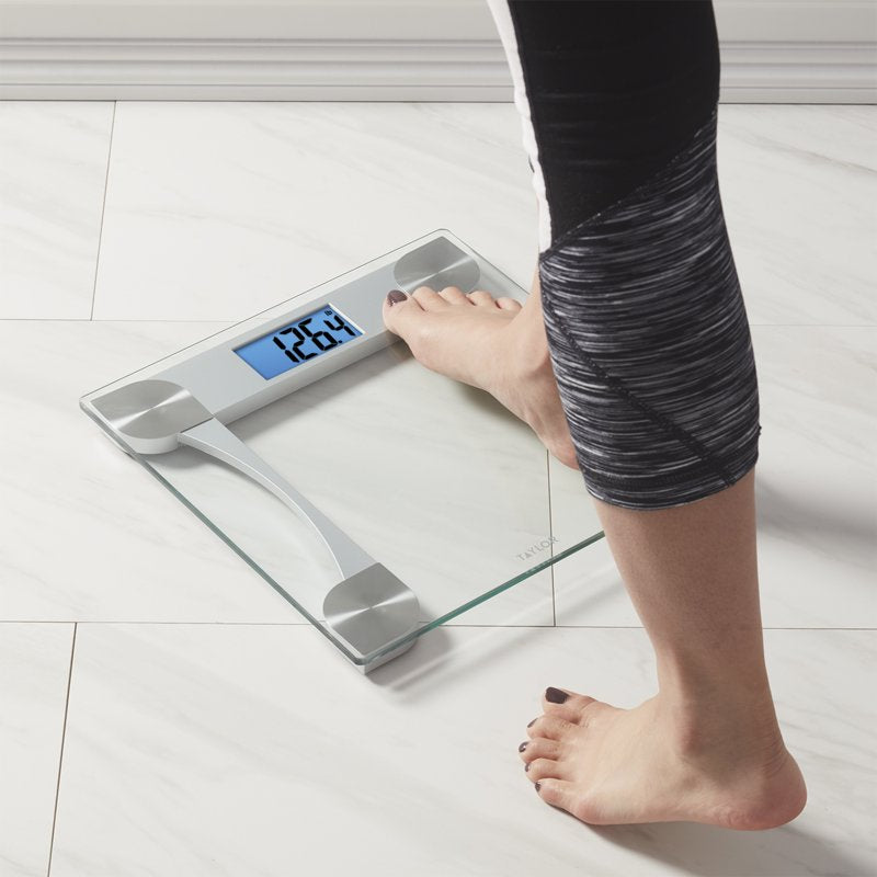 Digital Glass Body Weight Scale 440 lb Capacity with Weight Tracking