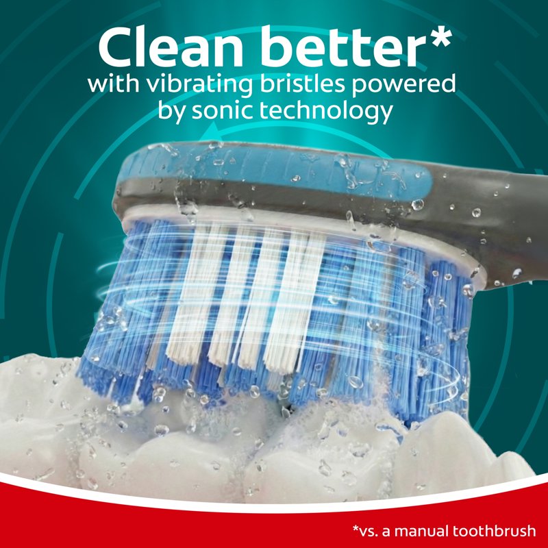 Battery Powered Sonic Electric Toothbrush with Medium Bristles, 2 Pack