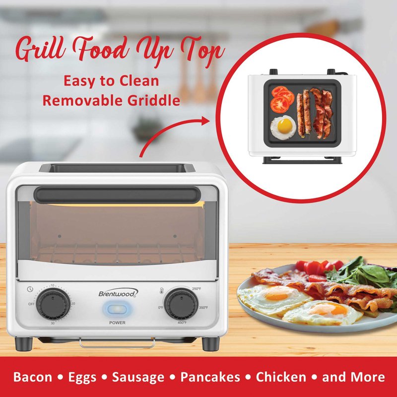 500W Stainless Steel Mini Toaster Oven - White