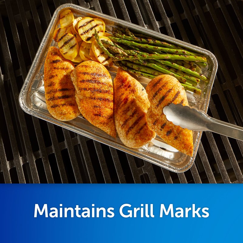 Disposable Grilling Pan 4 Pack - Slotted Aluminum Foil, 13.5 x 9.6 in.