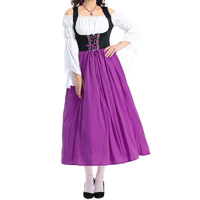 Women's Oktoberfest Costume Dress with Headwrap - Purple, S