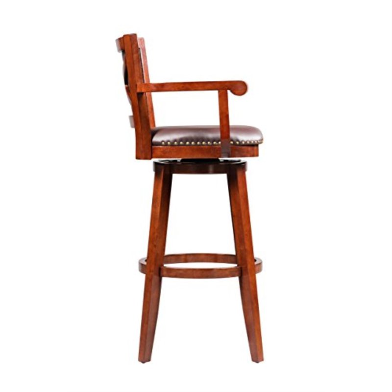 Broadmoor Bar Height Swivel Wood Bar Stool with Arms - Cherry