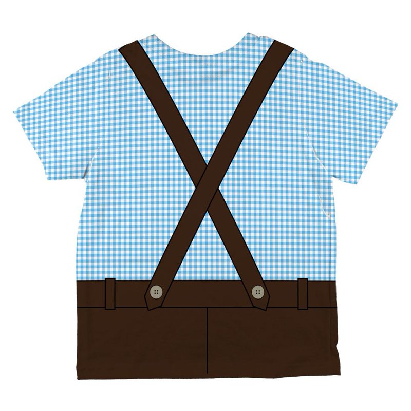Toddler Oktoberfest Lederhosen Costume T-Shirt Blue 2T with Suspenders - All Over Print