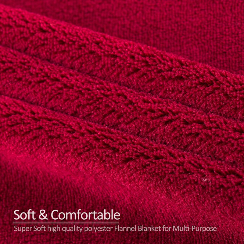Fleece Throw Blanket Set - Soft Cozy 50x60 Inches, 2 Pack - Navy & Burgundy