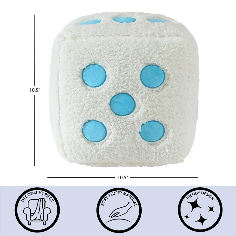 Blue & White Dice Throw Pillow - Decorative Cushion for Teen & Young Adult Rooms