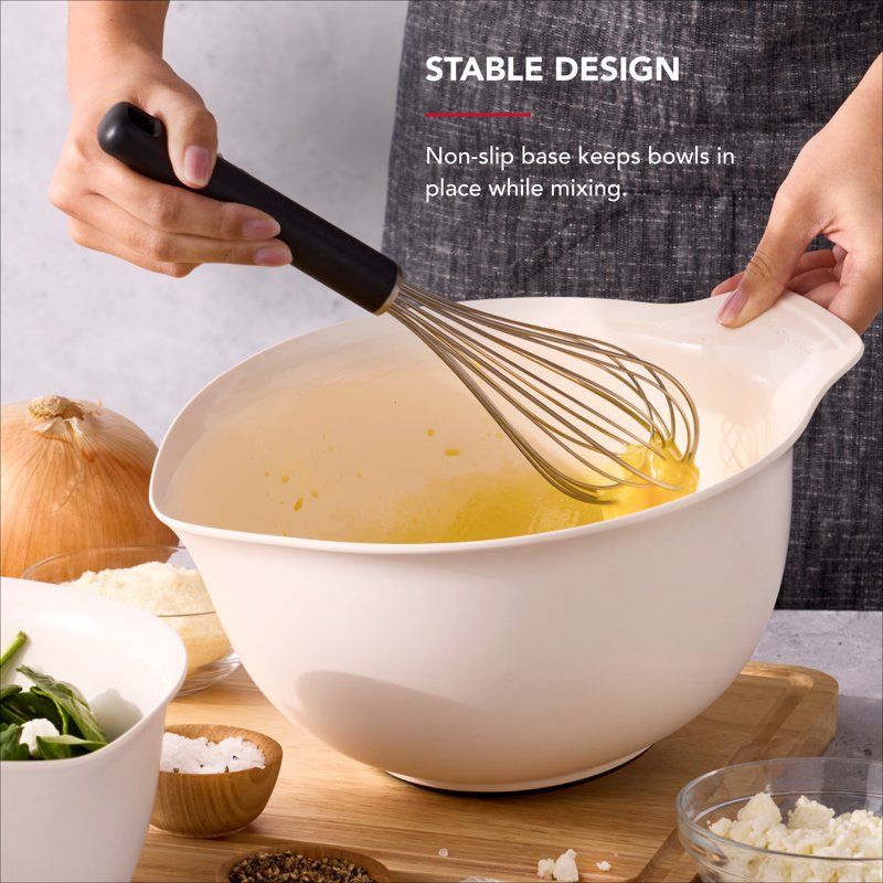 7-Piece Plastic Nesting Mixing Bowl Set with Lids - Porcelain