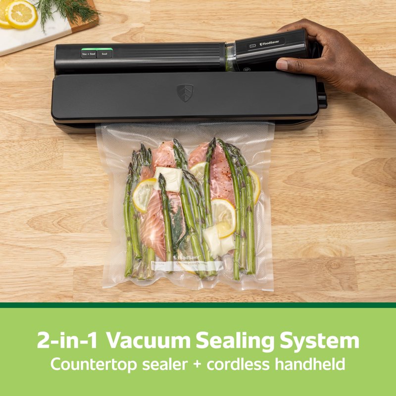 2-in-1 Vacuum Sealing System - Handheld & Countertop, Matte Black