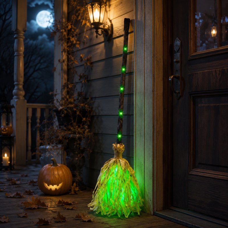 Animated Dancing Witch Broom Toy with Sounds - Halloween Decor & Party Prop