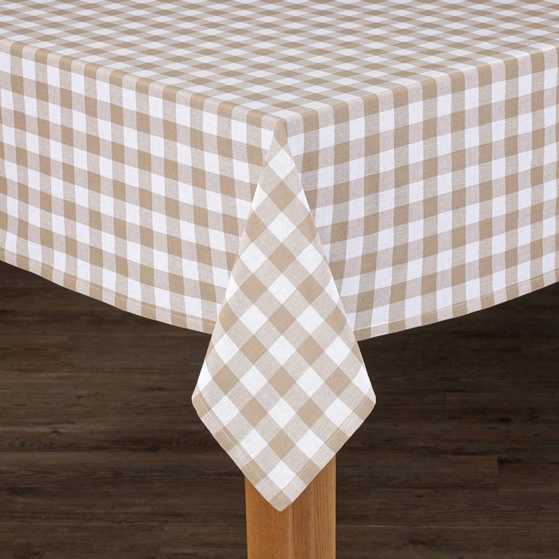 Buffalo Check Tablecloth - 100% Cotton, 70" Round - Green