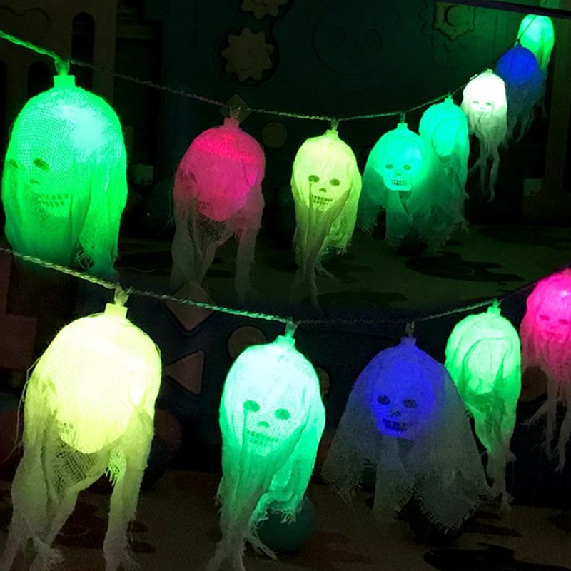 Halloween LED Skull String Lights 10 Modes Indoor Outdoor Decor 10 Ft