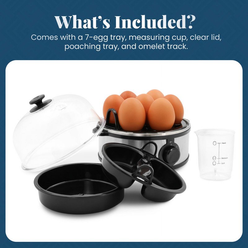 Automatic 7-Egg Cooker - Stainless Steel Electric Egg Boiler & Poacher