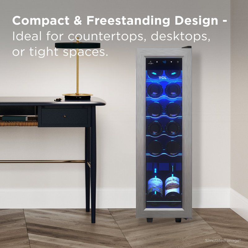 12 Bottle Wine Cooler - Stainless Steel Freestanding Fridge