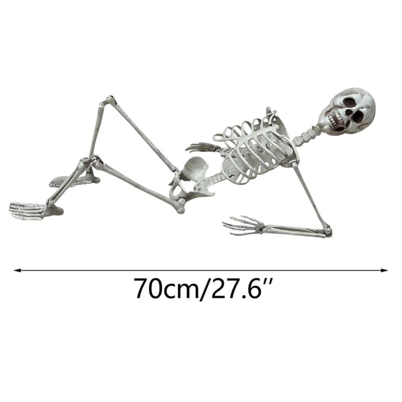 70 cm Life-Size Posable Halloween Skeleton Beige Indoor Outdoor Decor