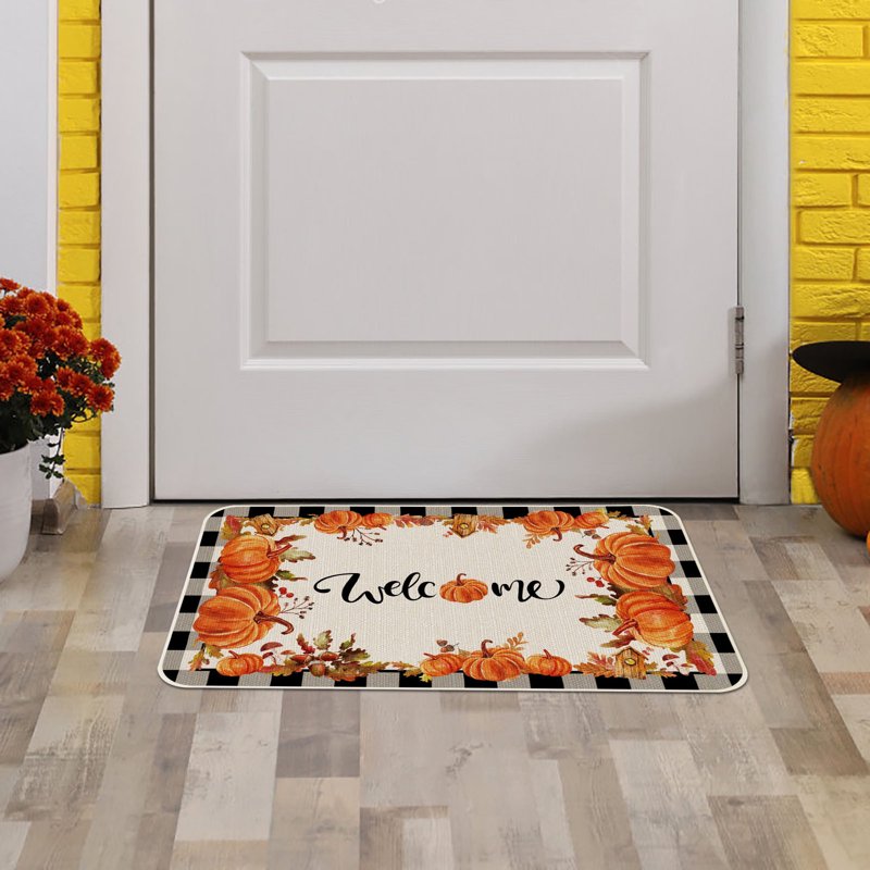 Halloween Farmhouse Floor Mat with Pumpkin Design B#167 - Non-Slip Decor for Kitchen, Bathroom & Home