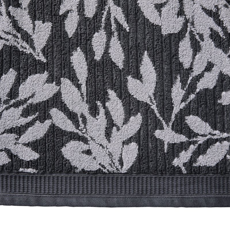 Soft Floral Bath Towel Set - 6 Pieces, Grey Shadow & Silver
