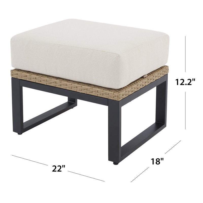 Ventura 2-Piece Outdoor Wicker Ottoman Set - Beige