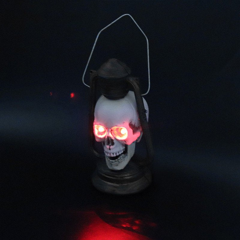 Halloween Skull Lantern with LED Lights Red Eyes Spooky Decor
