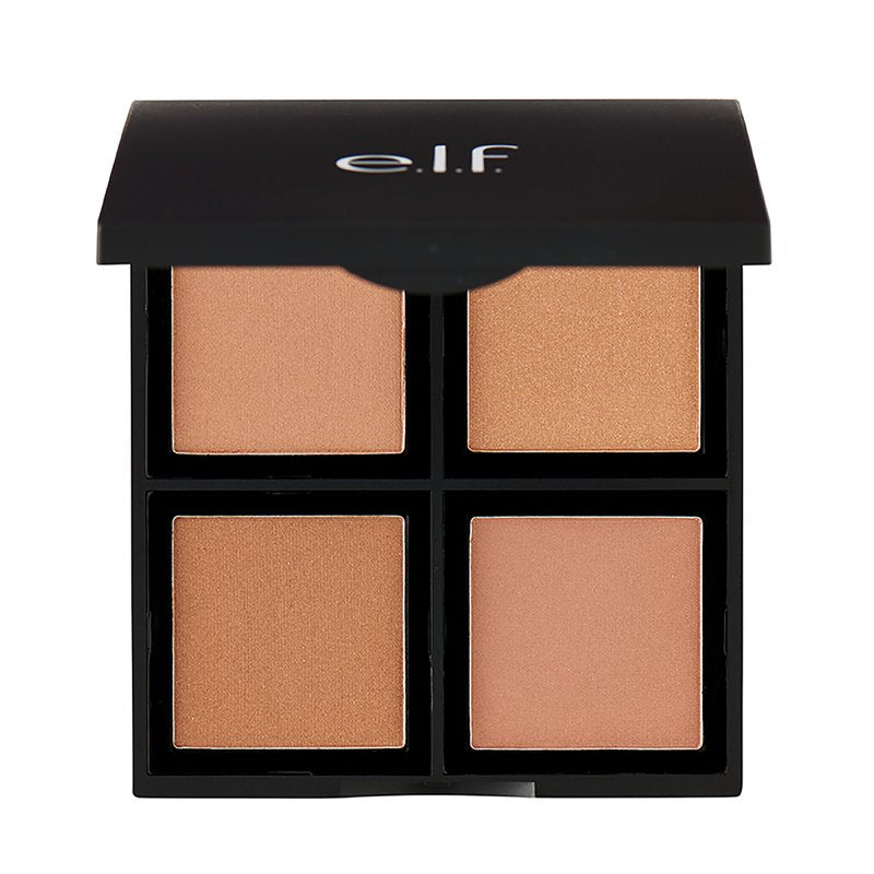 4-Color Powder Bronzer Palette for Contouring and Highlighting