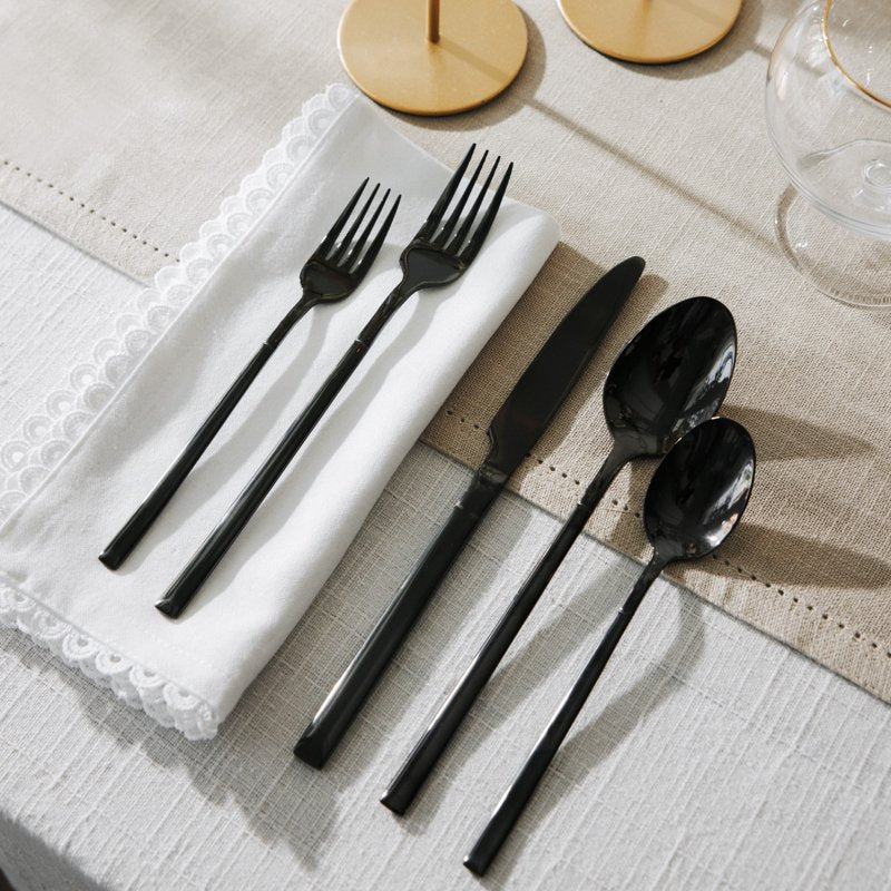 Black Stainless Steel Dinner Spoon Set - 2 Pack