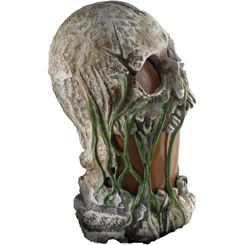 12-Inch Light-Up Animated Skull Halloween Decoration with Flames