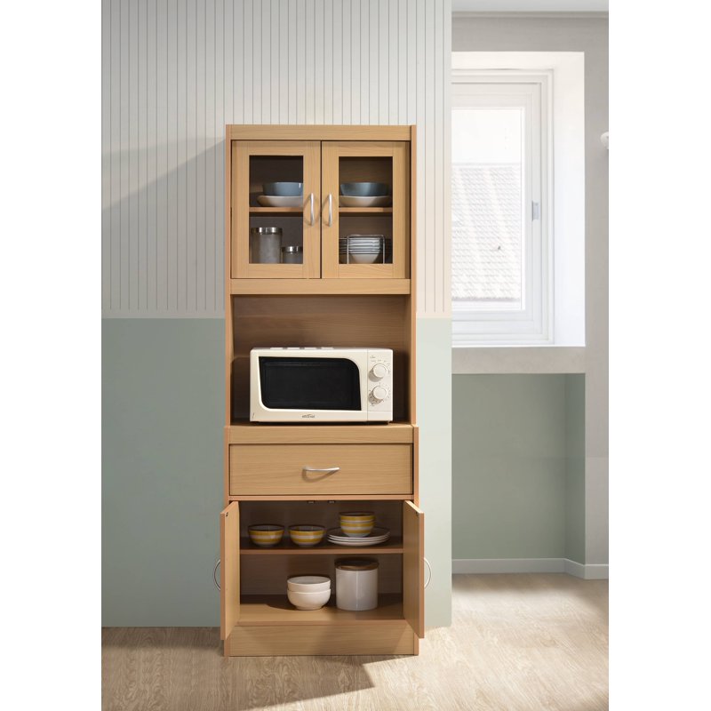 Kitchen Cabinet with 1 Drawer & Microwave Space - Beech