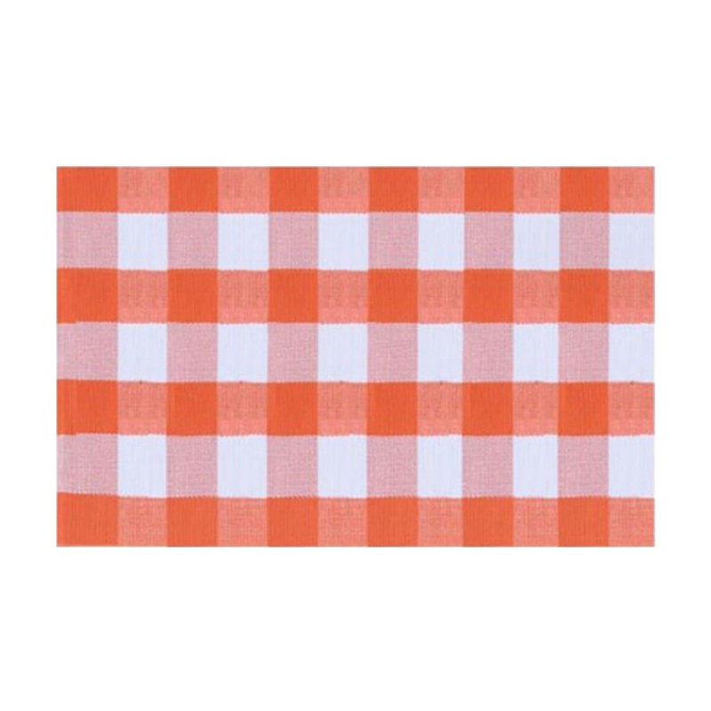 Halloween Fall Plaid Outdoor Rug - Orange Cotton Welcome Mat with Variation Y