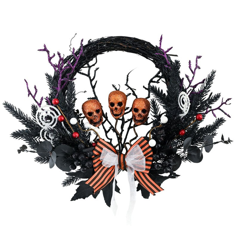 Halloween Skeleton Wreath for Front Door - Spooky Holiday Wall Decor