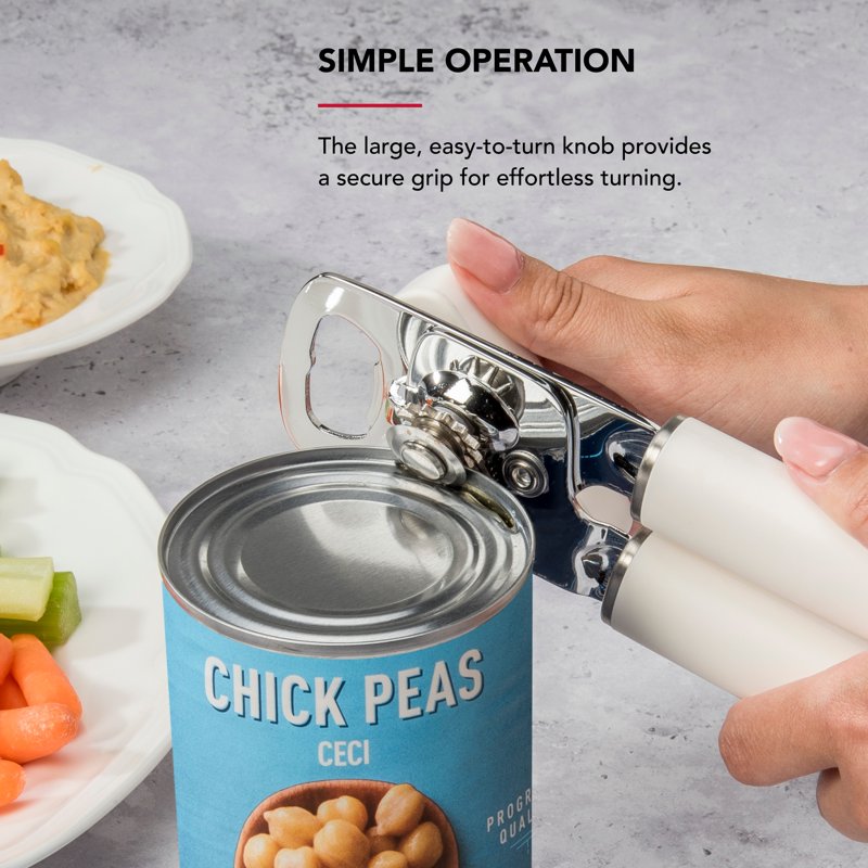 Stainless Steel Manual Can Opener with Bottle Opener - Porcelain