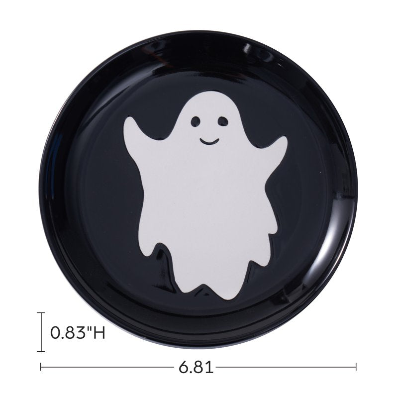 Halloween 4pk Ceramic Ghost Appetizer Plates - Spooky Design