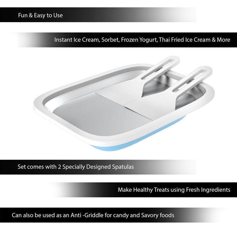 Ice Cream Roller Plate & Griddle Pan with 2 Spatulas for Homemade Frozen Treats
