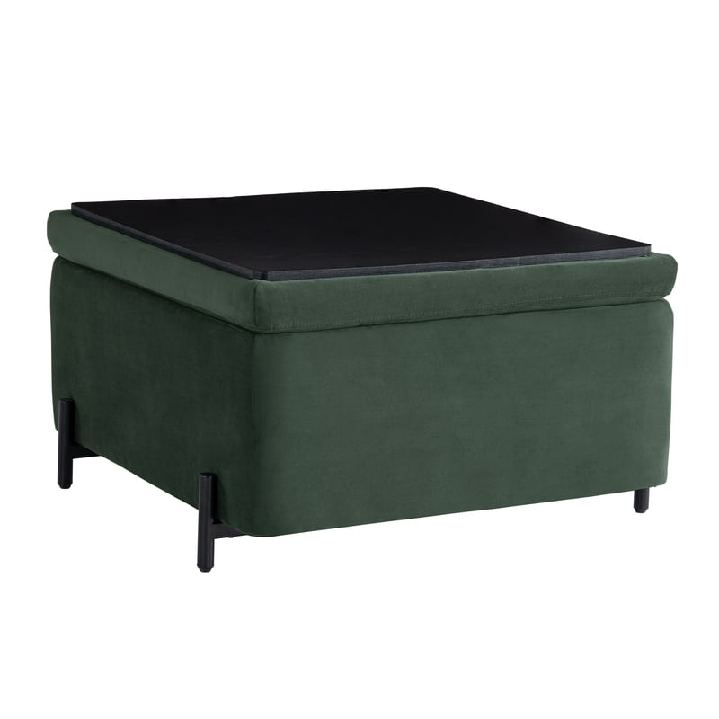 Large Storage Ottoman - Reversible Velvet Coffee Table & Seat