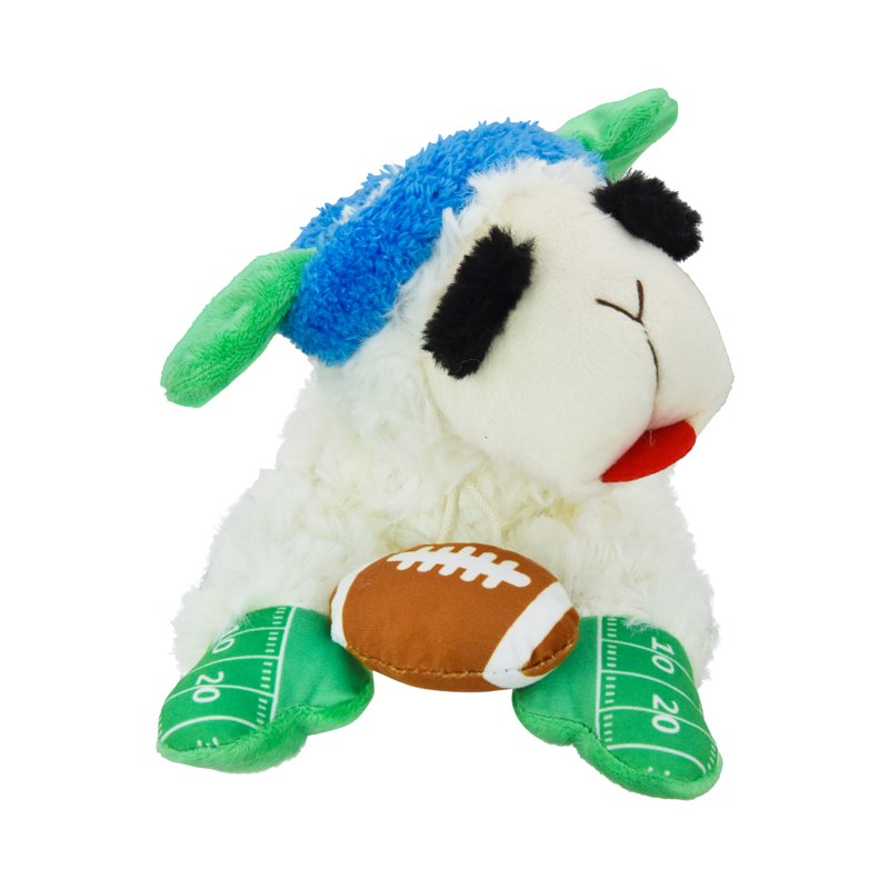 Medium Lamb Chop Dog Toy with Football Design - Plush Squeaky Toy for Dogs - Variation: Football