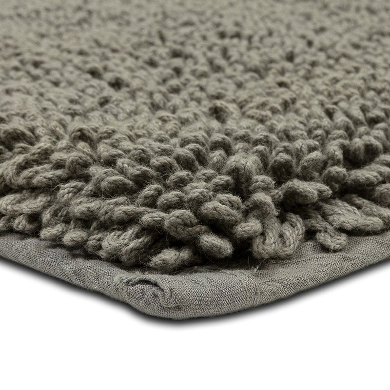 Non-Slip Cotton Bath Mat - Classic Plush Grey 1' 9" x 2' 10" - Washable & Fade Resistant