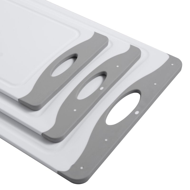 3-Piece Eco-Friendly Non-Slip Cutting Board Set - White & Gray