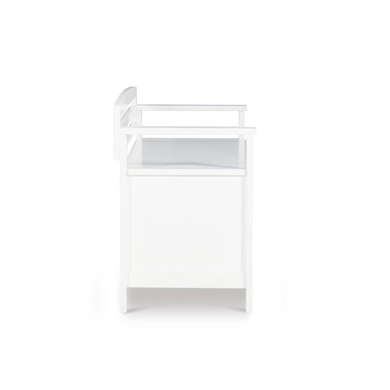 White Ladderback Storage Bench with Flip-Top Lid