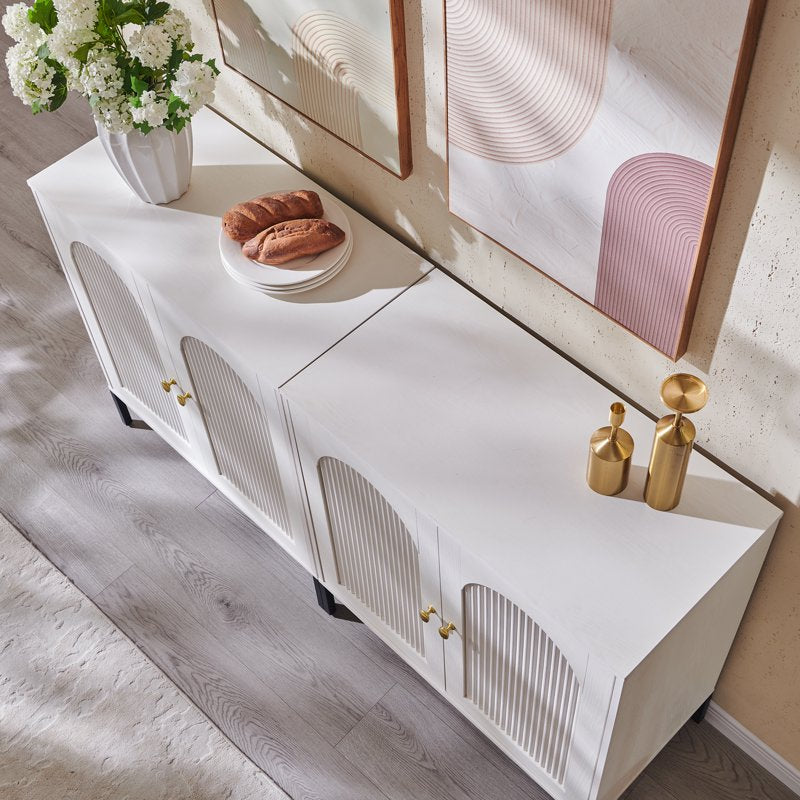 Wooden Buffet Cabinet with Storage - 123.5" W, White, 4 Pack