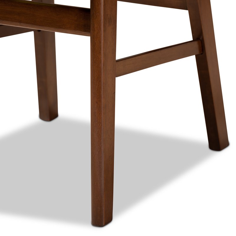 Euclid Dining Chair Set of 2 - Sand Upholstered, Walnut Brown
