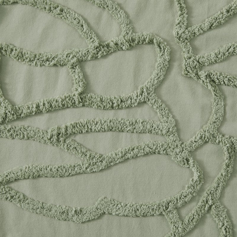 Sage Green Botanical Branch Chenille Cotton Shower Curtain - 72 x 72 Inches