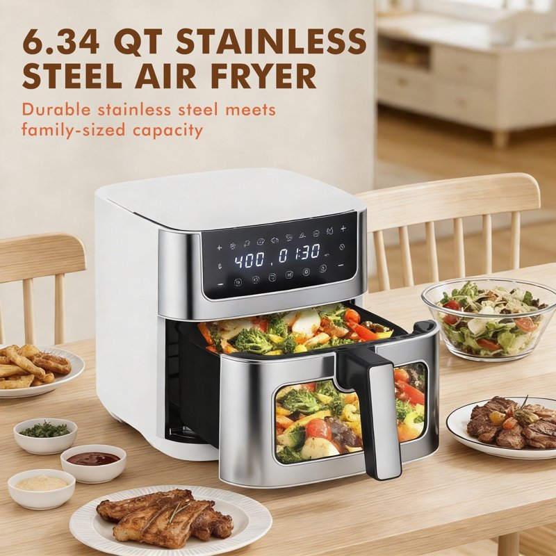 Multi-Function Air Fryer with Ceramic Coating and Precise Temperature Control