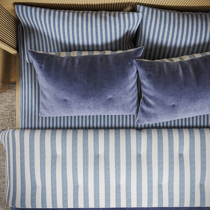 Reversible Velvet Quilt Full/Queen Starry Night Blue Striped Bedding