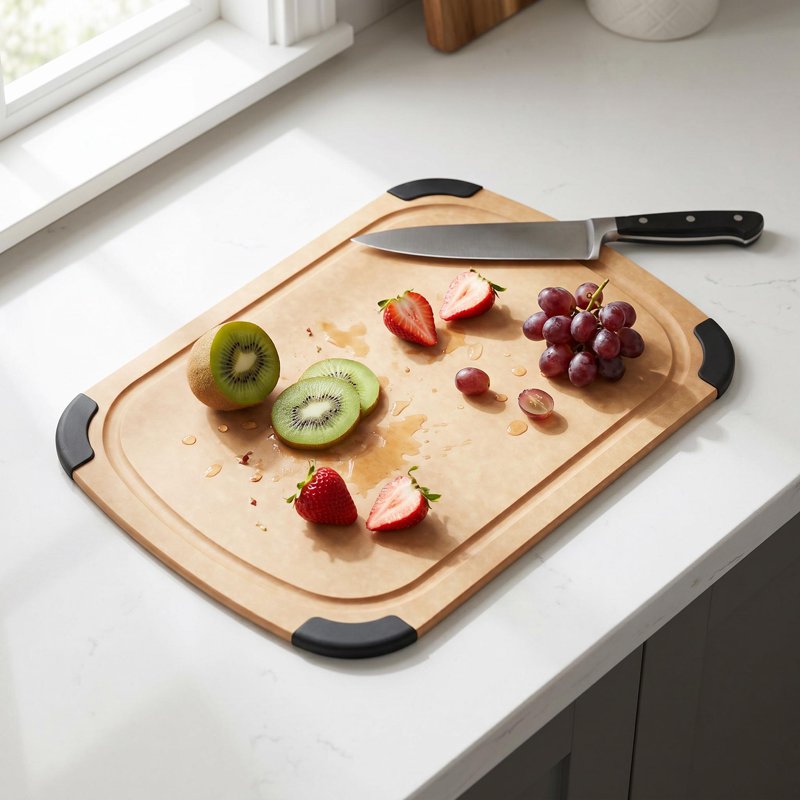 Non-Slip Paper Fiber Cutting Board - 11'' x 14'' Natural Color