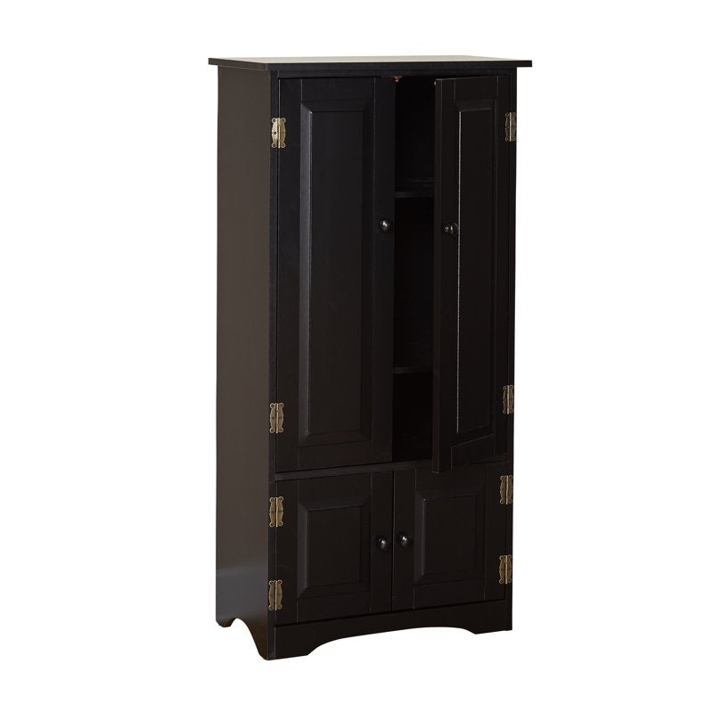 Contemporary 4-Door Vertical Wall Cabinet with Shelves - Black