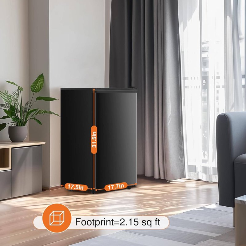 3.2 Cu. Ft Mini Fridge with Freezer - Adjustable Thermostat, Black