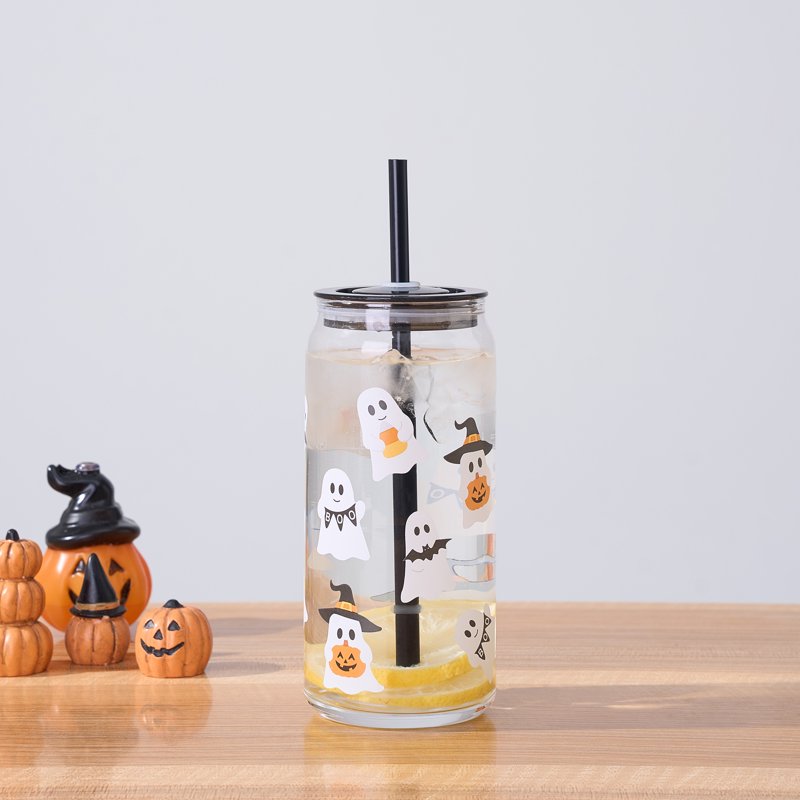 Halloween Ghost 20oz Glass Can Sipper - 2 Pack