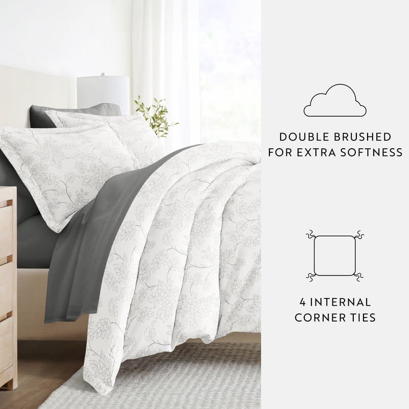 Full Vines Patterned Duvet Bedding Set - 8 Piece Microfiber Comforter & Sheets
