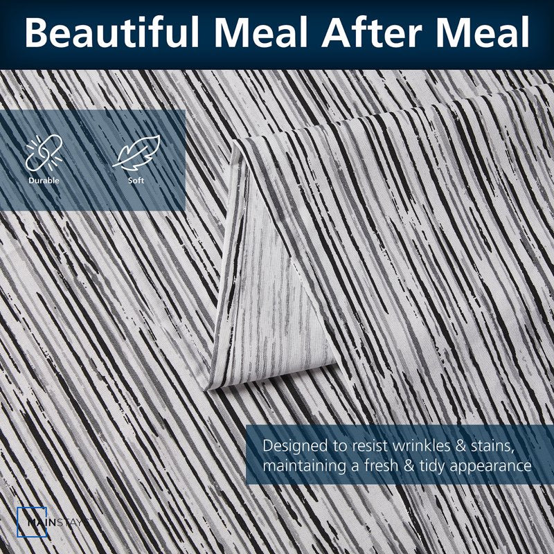 Black & White Striped Tablecloth - Cotton Polyester, 60" x 84"